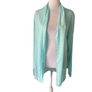 Coolibar Women’s Large Turquoise Aqua Open Front Cardigan Cover-Up Lightweight